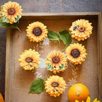Rsstarxi 60 Pack Edible Sunflower Cupcake Toppers Rice Paper Bee Sunflower Cupcake Picks Decoration for Spring Summer Theme Baby Shower Wedding Birthday Party Cake Decorations