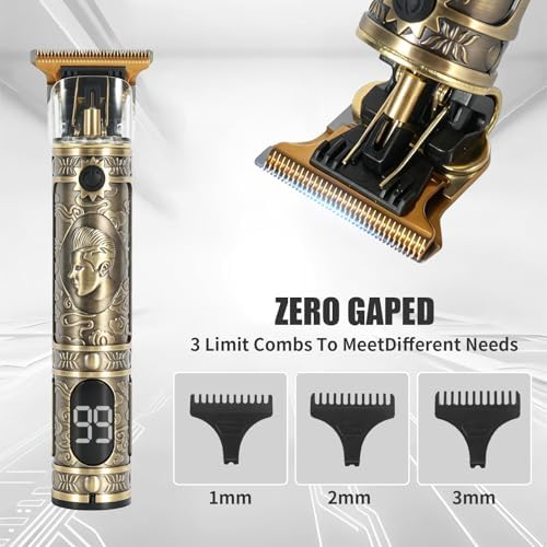 Hair Trimmer for Men, Electric Shaver, Nose Hair Trimmers, Professional Shaving Set, Cordless Hair Clippers, T-Blade Beard Trimmer, Men's Grooming Kit. (Bronze)