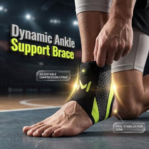 Fliwos Adjustable Elastic Ankle Brace for Men and Women, Ankle Stabilizer for Basketball Running, Breathable Compression Sleeve for Sports Recovery and Arch Support