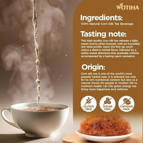 WOTIHA 55 Count Premium Corn Silk Tea Bags - 100% Natural Korean Corn Silk, Promotes Kidney Health, Mild Sweetness,Non-GMO Caffeine-Free, Additive-Free, Sugar-Free, Vegan
