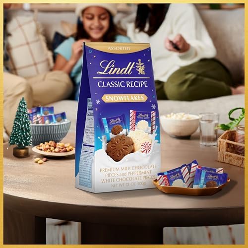 Lindt CLASSIC RECIPE Assorted Chocolate Candy Snowflakes, 7.1 oz. Pouch