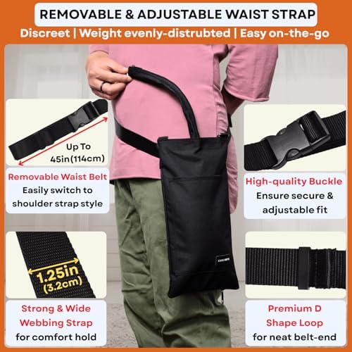 Nephrostomy Bag Holder, Drainage Bag Cover, w/Shoulder Strap & Waist Belt, Catheter Bag Holder, w/Tube Cover, Discreet Nephrostomy Supplies for Privacy & Dignity, Washable, Fits 1000ml Bags