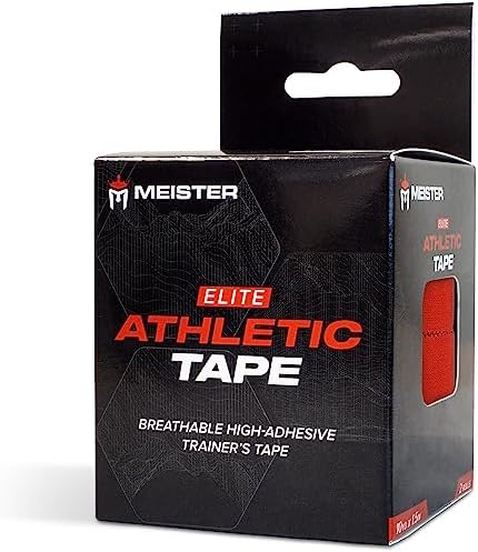 Meister Elite Athletic Tape - Breathable High-Adhesive Trainer's Tape - 2 Roll Pack - Red