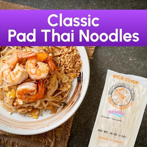 Rice Stick Noodles for Stir Fry, 3mm Width, 16 Ounce Each, Pack of 6