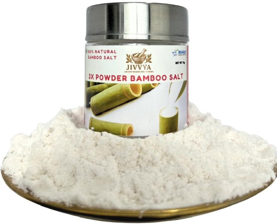 Jivvya 3X Bamboo Salt Powder - 2.4 OZ - Premium Korean-Style Natural Salt For Cooking and Wellness - and Immunity Support - Nutrient and Mineral Dense for Health