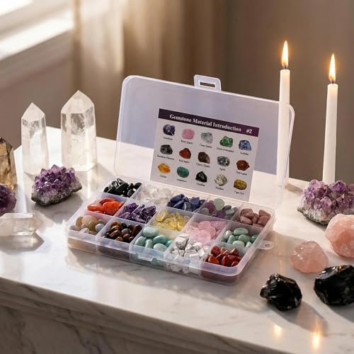 CrystalTears Assorted Healing Stones Crystals Bulk Tumbled Polished Stone Chips Natural Chakra Quartz Crystal Gemstones for Reiki Meditation Therapy Beginners Home Decor Christmas Gift
