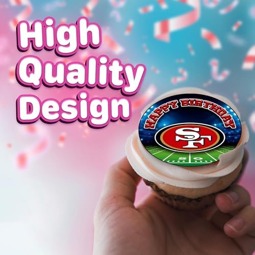 30 x Edible Cupcake Toppers – San Francisco's Football Themed Collection of Edible Cake Decorations | Uncut Edible on Wafer Sheet