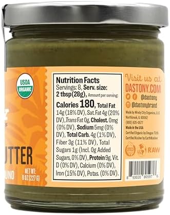 Dastony Organic Raw Sprouted Pumpkin Seed Butter, 8 oz | Only One Ingredient | Vegan, Paleo and Keto Friendly, Non GMO, Gluten-free - Pack of 3
