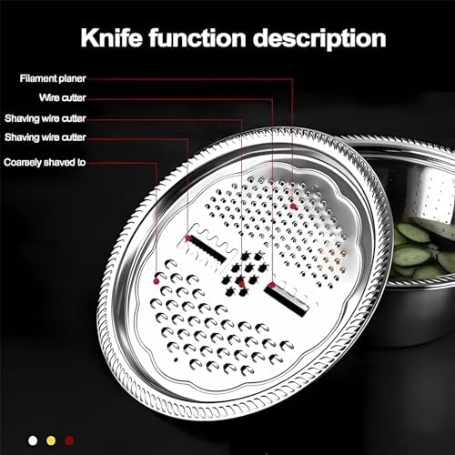 Germany Multifunctional Stainless Steel Basin - 2024 New Colander Strainer Set, Salad Spinner Fruit Vegetable Rice Washing Strainer Basket Bowl, Rice Rinser Food Graters with Container (DI-9.45in)