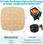 Air Fryer Parchment Paper Liners: 200PCS 8.5 inch Square Perforated parchment paper for Air Fryer, Premium Bamboo Steamer Liner for Air Fryers Baking Cooking Oven