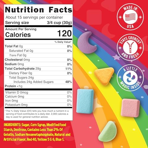Snackathon Dehydrated Cereal Marshmallows, Assorted Rainbow Mini Bits, 1 LB Resealable Bulk Bag – Fun Crunchy Lucky-Style Marshmallow Topping for Hot Chocolate, Coffee, Cereal & Desserts