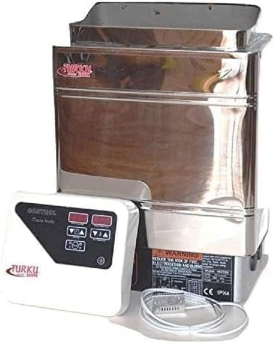 TURKU S/S TU60WD - 6KW 240V Residential Stainless Steel Wet or Dry Sauna Stove External CON5 Digital Controller (S/S 6KW Sauna Stove (175-300 Cu.Ft.))