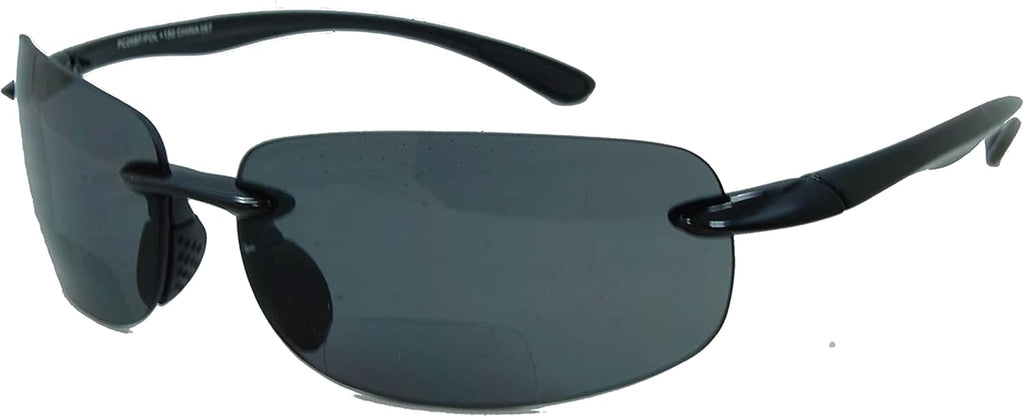 In Style Eyes Lovin Mawi Bifocal Wrap Around Sunglasses, Polarized Reading Glasses Reduce Sun Glare, Near Invisible Line Lens, Black, 1.5x