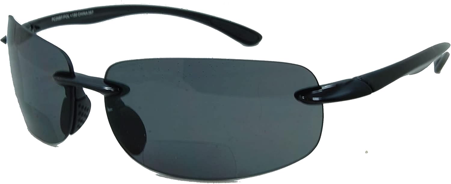 In Style Eyes Lovin Mawi Bifocal Wrap Around Sunglasses, Polarized Reading Glasses Reduce Sun Glare, Near Invisible Line Lens, Black, 1.5x