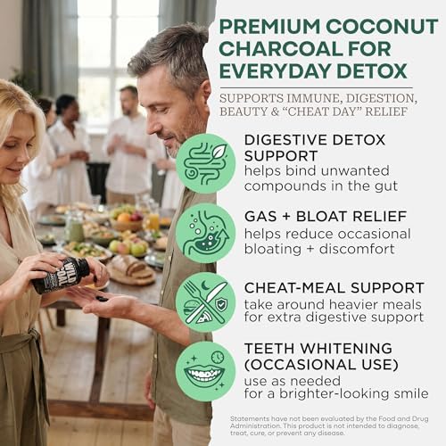Wild Foods Activated Charcoal Capsules | 100% Organic Coconut Shells Active Tablets | Lab Tested & Non-GMO Pills | Made in USA (120 Capsules)