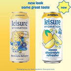 Leisure Hydration Non-Carbonated Electrolyte Refresher, Lemonade Flavor - Low Sugar Nutrient Enhanced Water Beverage - Get The Best Hydration Packed w/ Magnesium & Ashwagandha For Mood & Stress Support, Non-GMO, 16 oz (12-Cans)