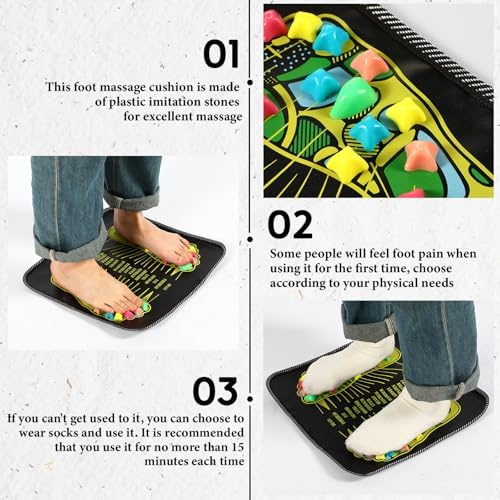 TrelaCo Foot Massage Mat Reflexology Walk Stone Road Foot Massage Acupoint Mat for Acupressure Relaxes for Long Sitting Elderly Students and Office Workers (13.78 x 13.78 Inches)