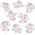 48pcs Pink Elephant Cupcake Toppers Double Sided Elephants Cupcake Decorations Elephant Baby Shower Decorations for Girl Gender Reveal Baby Shower Birthday Party Supplies