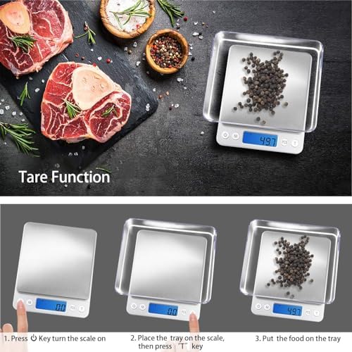 Digital Pocket Scale 3000g x 0.1g - Portable Mini Digital Scale for Jewelry, Food, Kitchen, Herbs, Coins & Gold - High-Accuracy Gram Scale with LCD Display, Tare Function & Battery Operation