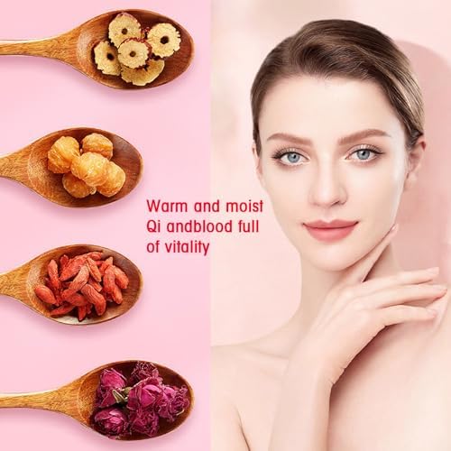 Longan Red Date Tea Rose Red Jujube Fruit Tea Goji Berry Tea Bags Women's Five Treasures Tea Red Date Longan Goji Berry Roses Wolfberry Flower Tea Chinese Herbal Tea Fruit Tea No addition Caffeine Free 160g/5.65oz