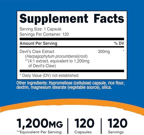 Nutricost Devils Claw Extract 120 Capsules for 120 Servings Per Bottle - Vegetarian, GMO Free and Gluten Free