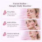 Natural Resin Jade Roller & Gua Sha Set for Face, Pink Facial Massage Tools, Wrinkle Lifting Skincare Roller, Daily Beauty Care