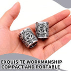 Yahpetes Norse Viking Rune Beads 2 Pcs Hair Beard Pendants Antique 0.59"X0.47" Norse Rings Silver Metal Clips Cuffs Rings Vikings Jewelry for Hair Decoration