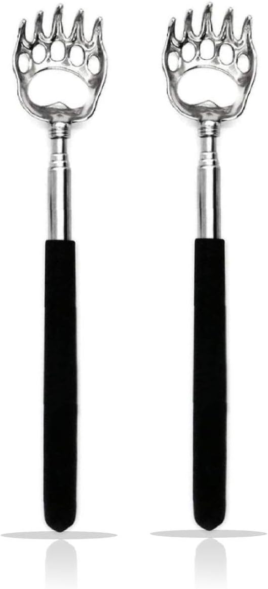 SQULIGT 2PCS Back Scratchers, Bear Claw Shaped Scratcher Extendable Metal Retractable Telescopic Handle