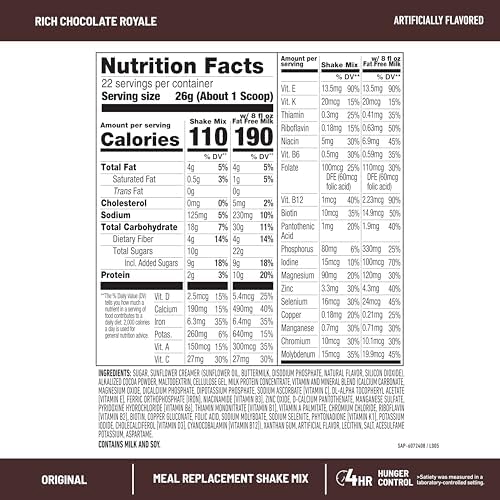 SlimFast Meal Replacement Powder, Original Rich Chocolate Royale, 10g of Protein, 22 Servings (Packaging May Vary)
