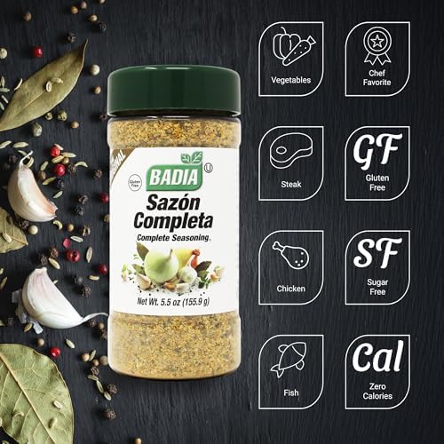 Badia Complete Seasoning, 5.5 oz - Sazon Completa, All-Purpose Spice Blend of Garlic, Onion, Salt, Pepper, Herbs & Spices - Savory Signature Blend