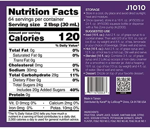 Tea Zone 64 fl.oz Grape Syrup