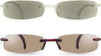 proSPORT 2 Pairs Reading Sunglasses Tinted Sun Readers Rimless Men Women Light