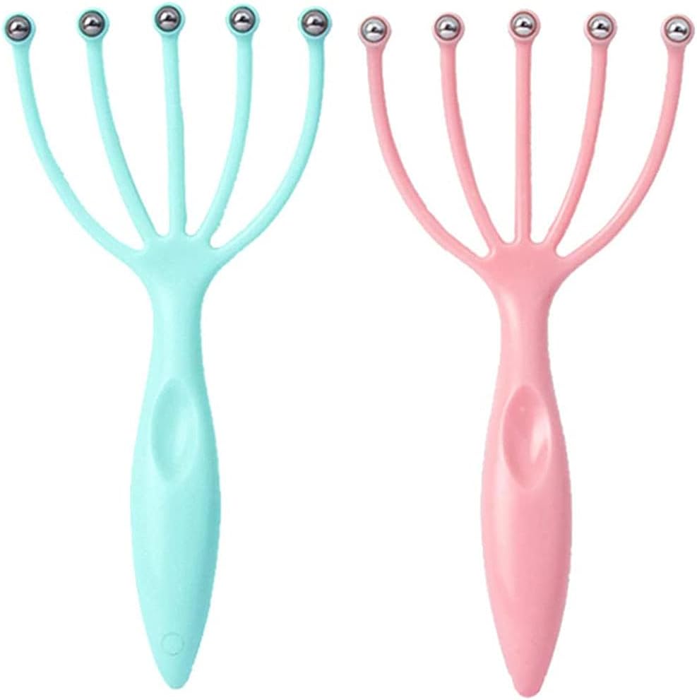tooloflife Portable Scalp Massage Claw, 2PCS Head Stress Relaxation Massager Claw to Promote Head Blood Circulation Tool,Blue+Pink