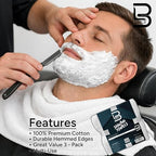 Level 3 Face Towels - Barber and Salon Hair Stylist White Cotton Cloth - Soft, Light and Absorbent