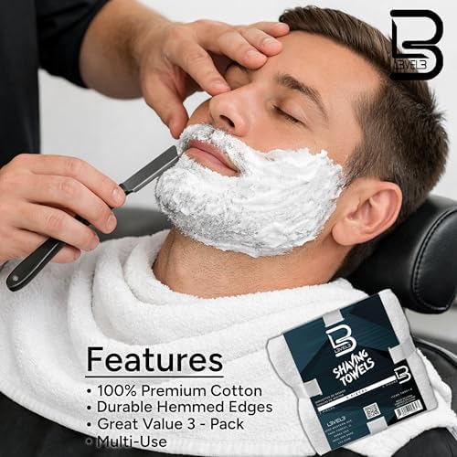 Level 3 Face Towels - Barber and Salon Hair Stylist White Cotton Cloth - Soft, Light and Absorbent
