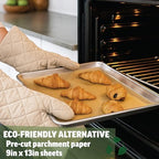 Zenlogy 9x13 Parchment Paper (200 sheets) - Unbleached, High Heat, Non-stick, Pre-cut Baking Paper for Quarter Sheet Pans - Great for Baking, Roasting, Wrapping, Dehydrator, and so much more