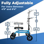 KneeRover Economy Knee Scooter Steerable Knee Walker for Adults for Foot Surgery, Broken Ankle, Foot Injuries - Foldable Knee Rover Scooter for Broken Foot Injured Leg Crutch (Blue)