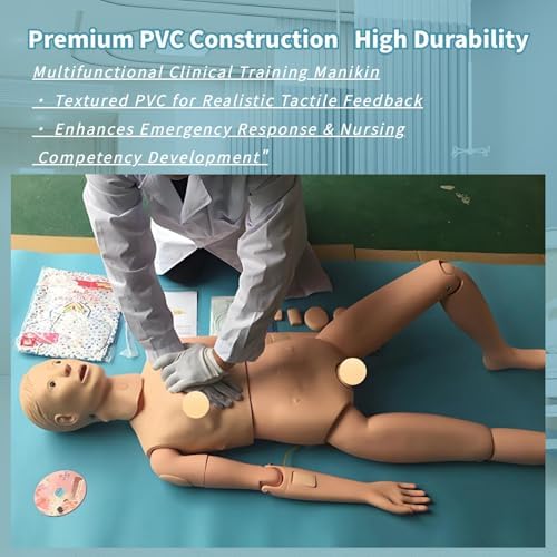 Nursing Manikin Full-Body with Interchangeable Genitalia – Female (5’6”/168cm) & Male (5’7”/170cm) for Advanced Medical Training (Includes Hospital Gowns & Accessories) F