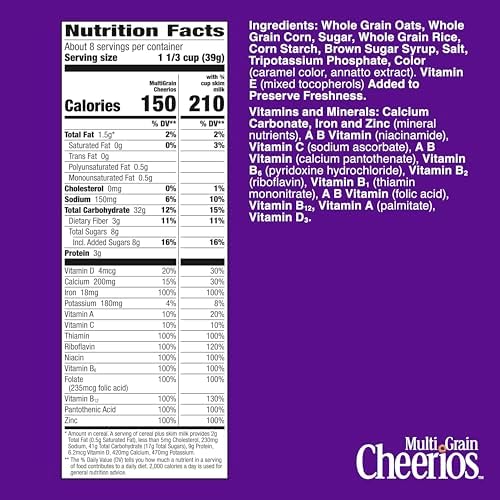 Multi Grain Cheerios, Heart Healthy Breakfast Cereal, Large Size, 12 oz