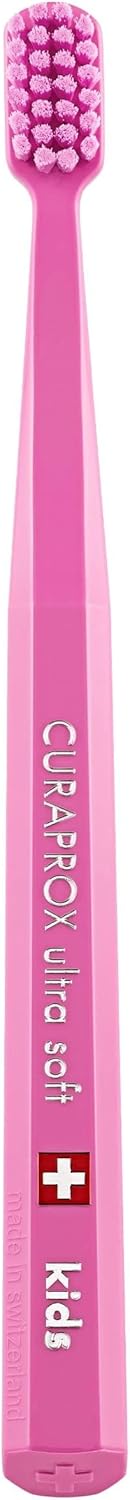 Curaprox CS Kids Toothbrush– for Children Aged 4–12 | Ultra-Soft Gentle Cleaning | 5,500 Curen® filaments | Single Pack | Pink