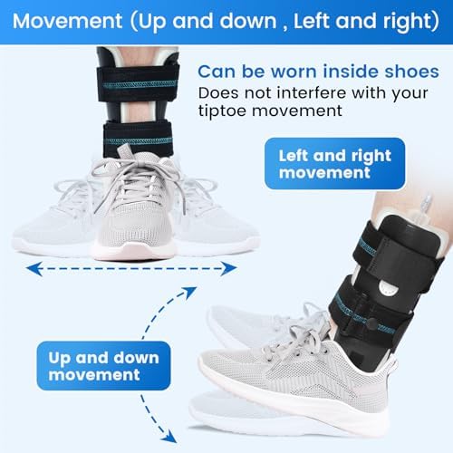 Velpeau Air Gel Foam Ankle Stabilizer Support Brace for Sprained Ankle, Ligament Injury, Tendonitis, Adjustable Rigid Stirrup Ankle Splint for Women and Men (Inflatable Version, Large, Left Foot)