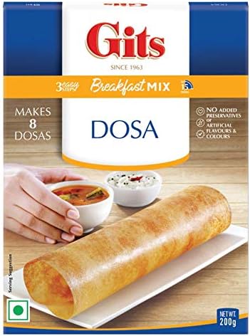 Gits Instant Rice Dosa Breakfast Mix, 800g (Pack of 4 X 200g Each)