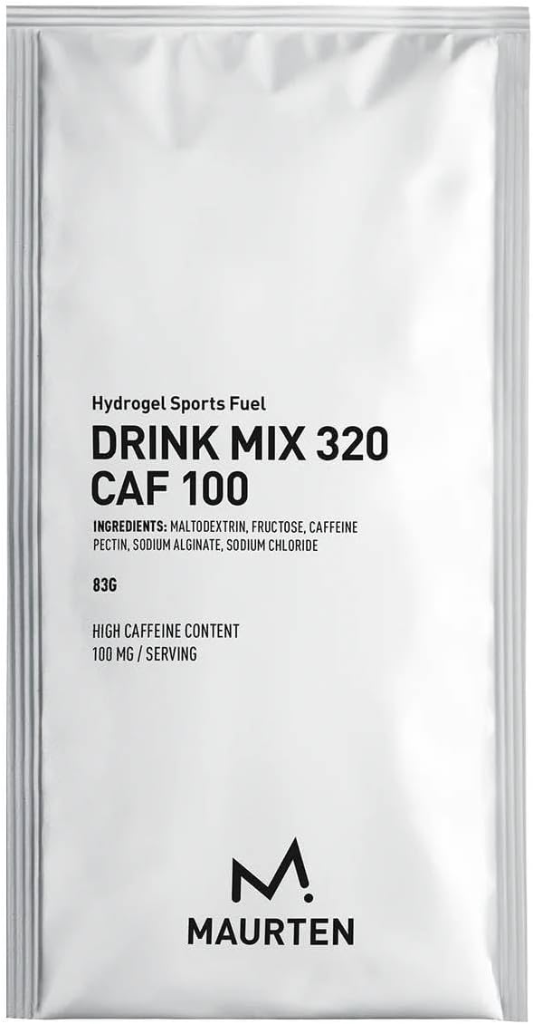 Maurten Drink Mix 320 CAF 100 - Box of 14 Sachets - High-carb sports drink with 80g carbohydrates & 100mg caffeine per serving - hydrogel for endurance, no preservatives, vegan & gluten-free
