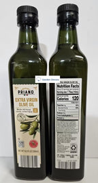 Generic Priano Extra Virgin Olive Oil Mild Taste 16.9fl oz 500ml (Two Bottles)