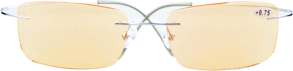 CessBlu Rimless UV Blue Light Filter Glasses Titanium Computer Eyeglasses Men Reading