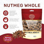 Spicy World Whole Nutmeg 12 Ounce Bag - 60+ Pieces! - Pure, Non-GMO, All Natural, Vegan