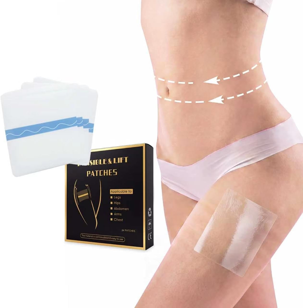 Body Lift Tape To Smooth Wrinkles & Hide Sagging Skinto- Allergy free material PU Film Lifting Patches for Legs/Arms/Abdomen/Hips & Chest Invisible Physical Lifting to Perfect Body Shape 24PCS