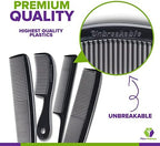 Mars Wellness 4 Piece Professional Comb Set Black - USA MADE - Fine Pro Tail Combs, Dresser Hair Comb Styling Comb - Premium Grade for Men and Women - Parting Teasing and Styling