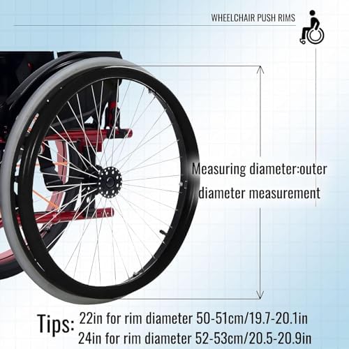 1 Pair Wheelchair Cover, 22/24 Inch Silicone Wheelchair Push Rim Covers,Wheelchair Accessories,Wear-Resistant Hand Push Ring Protective Cover, Rear Wheel Grips Accessories,22in,Pink