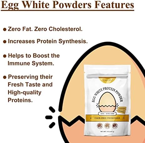 Orgnisulmte Egg White Protein Powder 8 Oz, Pasteurized Dried Egg Whites Protein, Gluten-Free, Non-GMO, Unflavored, Free Range High Whip for Baking, Desserts 227g